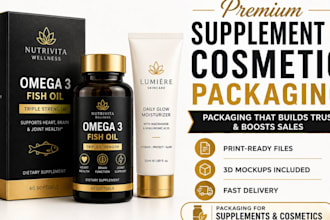 design product packaging, bottle label and supplement label