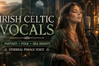 sing irish celtic, sea shanty, ethereal vocals, folk, fantasy and medieval music