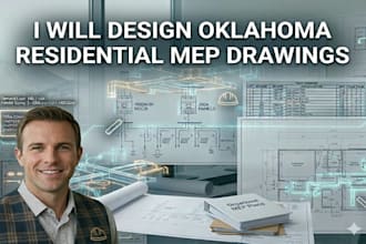 create oklahoma residential mep drawing, hvac plans, electrical load calculation