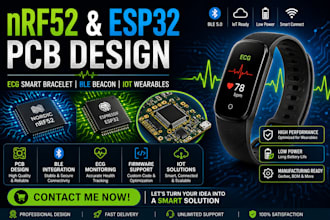 do nrf52 esp32 stm32 pcb design for ecg smart bracelet, ble beacon iot wearables