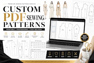 create custom PDF sewing pattern printable clothing pattern and fashion