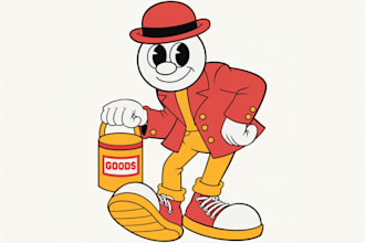 draw classic vintage mascot cartoon character illustration