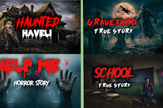 design scary horror thumbnails for youtube crime stories