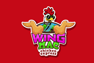 design mascot chicken wing mac logo with restaurant food
