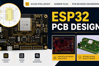 do custom esp32 pcb design, kicad, gerber files, and pcb reverse engineering