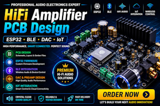 do hifi amplifier pcb, preamp, dac with esp32, ble firmware and iot integration