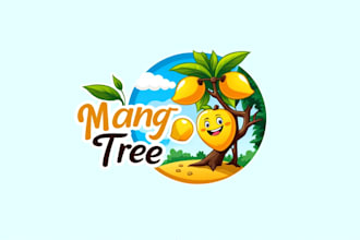 do unique mango tree mascot logo design for your brand