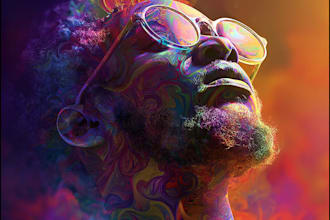 design trippy psychedelic art for music album cover, single