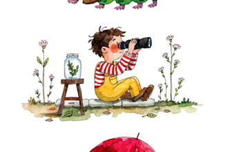 watercolor illustrations children book, kids picture book