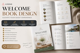 design professional airbnb welcome book guest guidebook