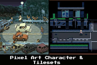 create pixel art character top down tilesets sprite sheets background game asset
