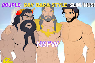 draw gay bara, furry, yaoi, anime character, oc, fanart, nsfw sfw illustration