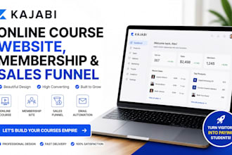 create kajabi online course website, membership and sales funnel