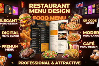 design restaurant menu, food menu, digital menu, food menu design, menu board