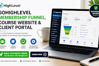 build gohighlevel membership funnel, course website and client portal