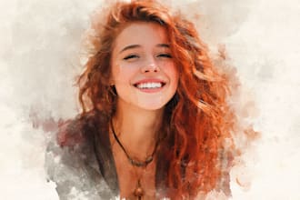 watercolor portrait painting, photo to watercolor portrait