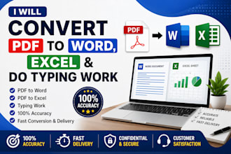 convert PDF to word, excel and do typing work