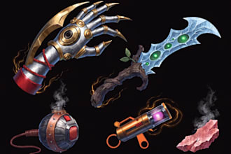 design creative concept art of weapons and items