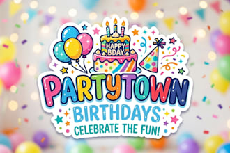 design a fun and colorful birthday shop logo for your business