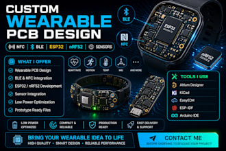 custom wearable pcb design nfc, ble, esp32, nrf52, sensors