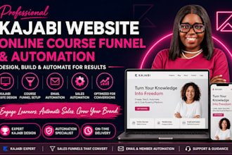 design kajabi website landing page online course funnel and automation