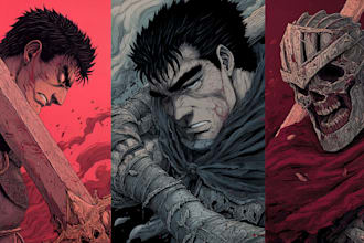 draw custom dark berserk style art in high quality