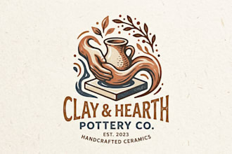 design a creative clay and pottery logo for your brand