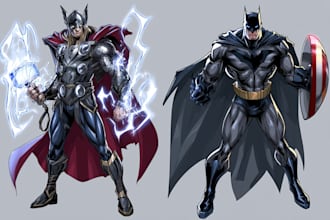 draw a superhero comic and superhero character for comics