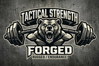 design a bold tactical strength logo for your brand