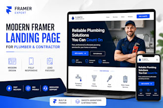 design a modern framer landing page for plumber and contractor business