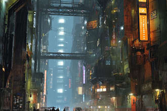 do cyberpunk scifi futuristic city