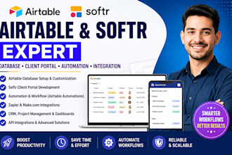 be airtable softr expert airtable database client portal automation integration