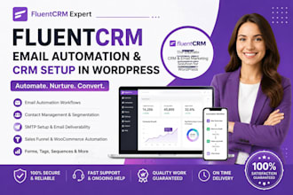 setup fluentcrm email automation, SMTP fix, and wordpress CRM funnel system