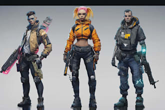 design cyberpunk character, original character design