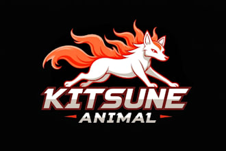 design super kitsune fox mascot logo in very short time