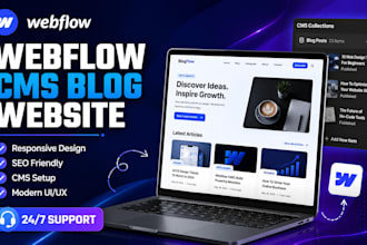create a modern webflow cms blog website with responsive design