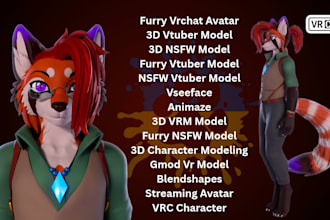 do 3d vrchat avatar anime vtuber model furry nsfw avatar commission avi setup