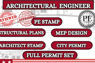 full architectural structural engineer drawings mep, hvac design, pe stamp id ne