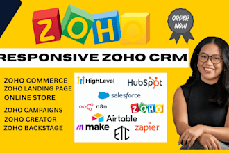 build responsive zoho CRM, salesiq, forms and zoho commerce for online store