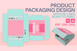 do custom box packaging dieline cut lines and design