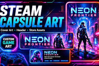 design steam capsule art, steam game cover, banner, storefront assets steam page