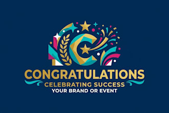 design a modern and celebratory congratulate logo for your brand or event