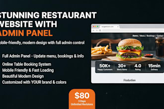 create a professional restaurant or business website with admin panel