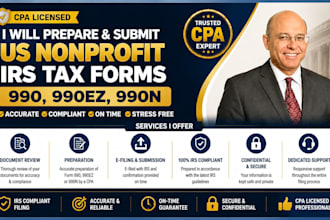 prepare and submit US nonprofit irs tax form 990, 990n, 990ez as a CPA
