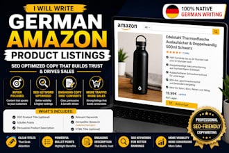 write german amazon product listing, SEO description and bullet points