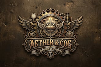 design a unique and detailed steampunk logo for your brand