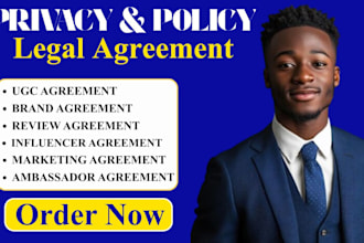 draft influencer, music ,film contracts and legal agreement for creators