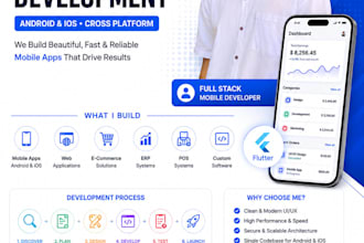 develop flutter mobile apps for android and ios