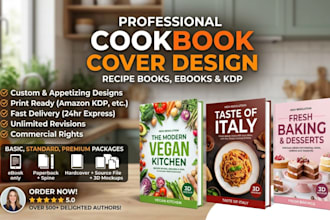 design cookbook cover or recipe book cover design