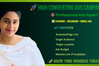 create and manage facebook, instagram, google ads campaigns